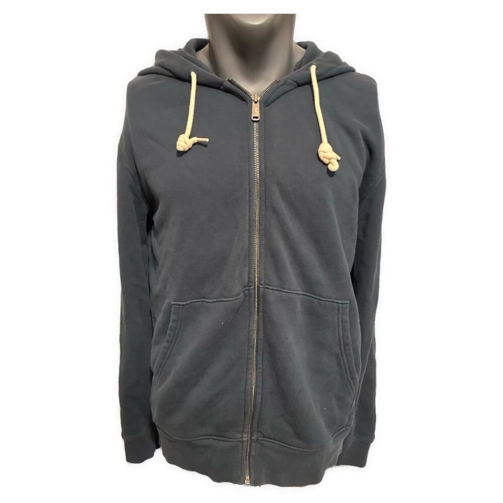 7 for all mankind mens zip up hoodie jacket navy blue Large